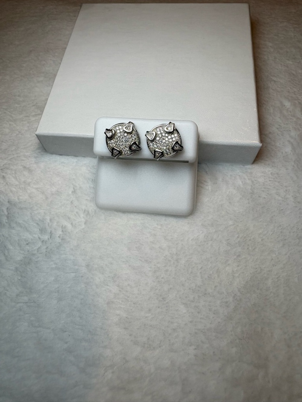 Sterling Silver Stud Earrings with Pointed Accent